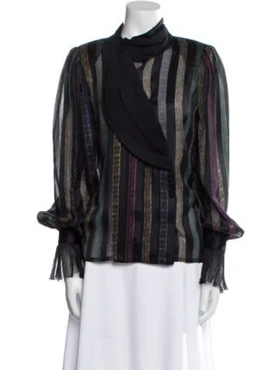 Pre-owned Emanuel Ungaro Vintage Haute Couture 1980's Blouse In Black