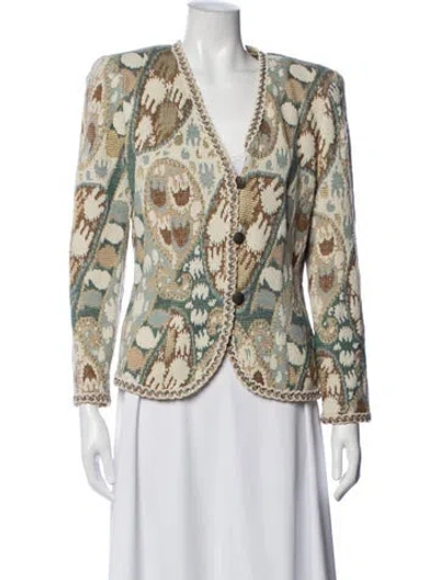 Pre-owned Emanuel Ungaro Vintage Late 1980's - Early 1990's Blazer In Green/neutrals