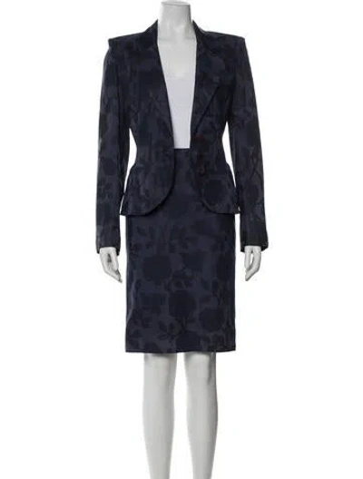 Pre-owned Emanuel Ungaro Vintage Late 1980's - Early 1990's Skirt Set In Blue