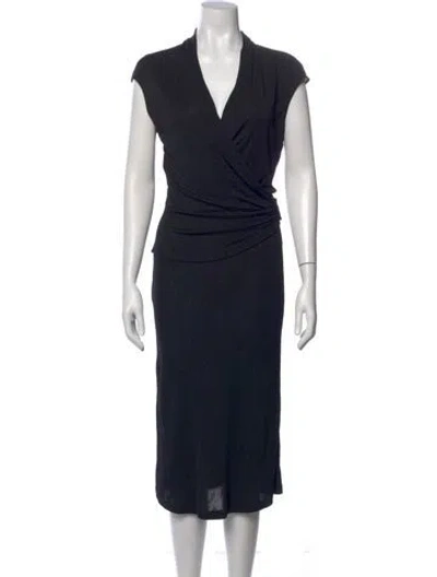 Pre-owned Emanuel Ungaro Vintage Midi Length Dress In Black