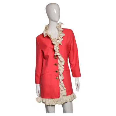 Pre-owned Emanuel Ungaro Vintage Ungaro Ter Coral Cocktail Dress, 1980s In Red