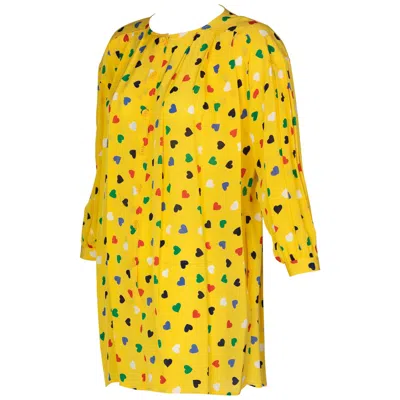 Pre-owned Emanuel Ungaro Vintage Ungaro Yellow Heart Print Tunic Blouse