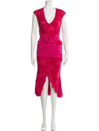 Pre-owned Emanuel Ungaro V-neck Knee-length Dress In Pink