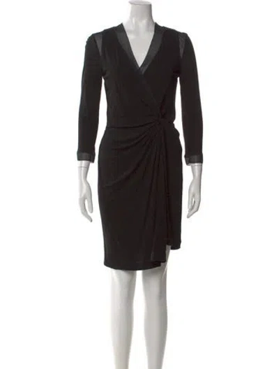 Pre-owned Emanuel Ungaro V-neck Mini Dress In Black