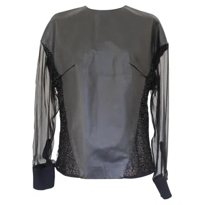 Pre-owned Emanuel Ungaro Women's Black Silk Lace Blouse, 21st Century