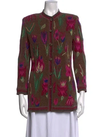 Pre-owned Emanuel Ungaro Wool Floral Print Sweater In Brown