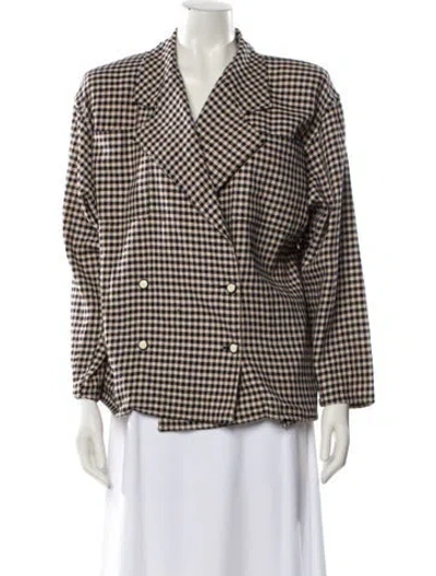 Pre-owned Emanuel Ungaro Wool Plaid Print Blazer In Neutral