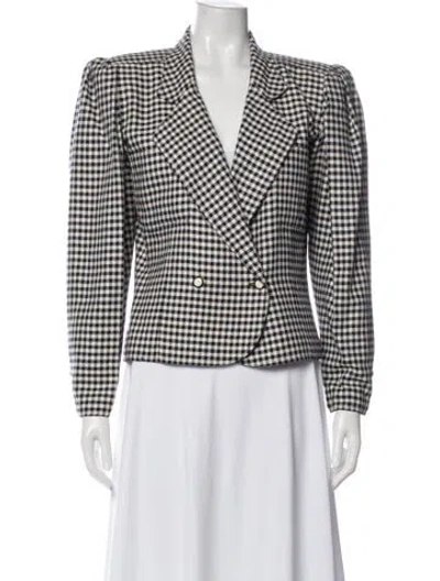 Pre-owned Emanuel Ungaro Wool Plaid Print Blazer In White