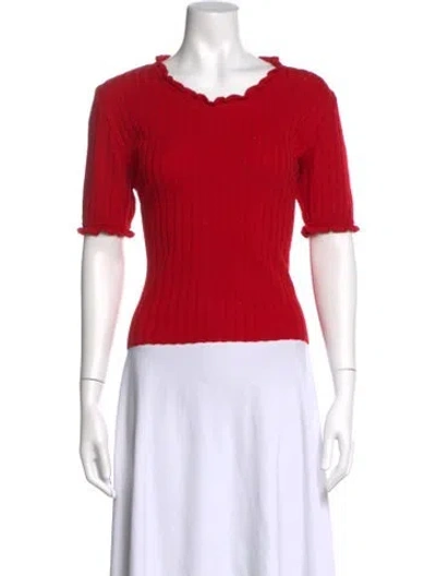 Pre-owned Emanuel Ungaro Wool Scoop Neck Top In Red