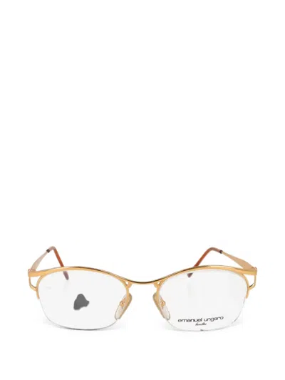 Pre-owned Emanuel Ungaro X Persol Half-rim Oval-frame Glasses In Gold