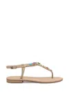 Emanuela Caruso Capri Multicolor Fishbone Thong Sandals In Beige