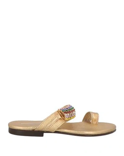 Emanuela Caruso Capri Babies'  Toddler Girl Thong Sandal Gold Size 9c Leather