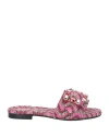 Emanuela Caruso Capri Woman Sandals Fuchsia Size 7.5 Textile Fibers In Pink
