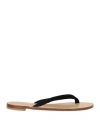 Emanuela Caruso Capri Woman Thong Sandal Black Size 6.5 Leather, Textile Fibers