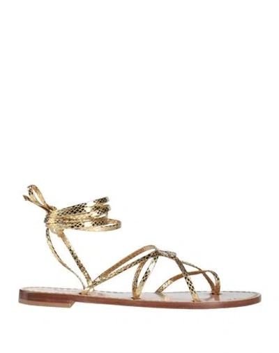 Emanuela Caruso Capri Woman Thong Sandal Gold Size 9 Leather