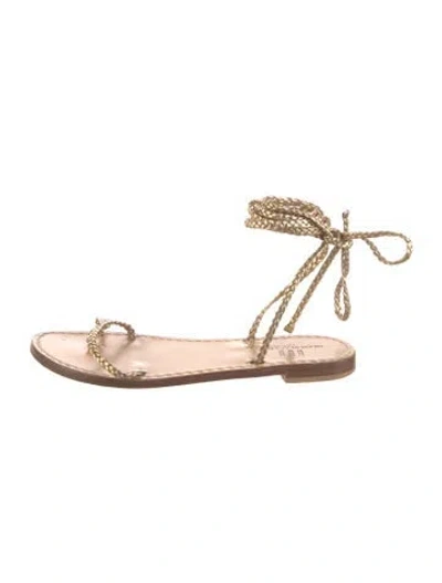 Pre-owned Emanuela Caruso Leather Braided Accents Gladiator Sandals
