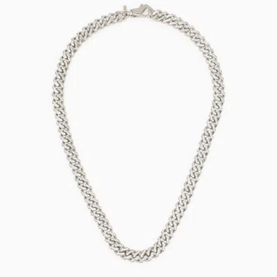 Emanuele Bicocchi 925 Silver Chain Necklace With Crystals In Metallic