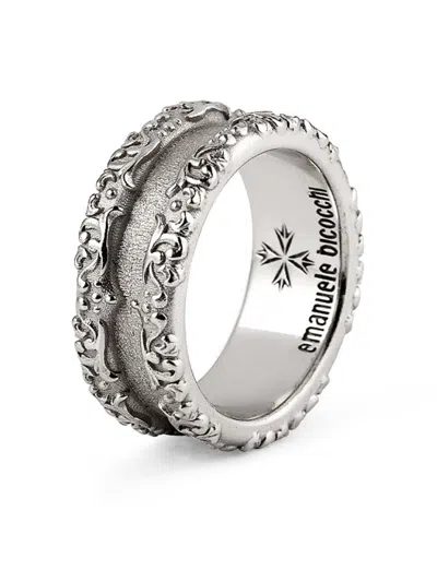 Emanuele Bicocchi Arabesque Double Band Ring In Silver