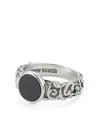 Emanuele Bicocchi Arabesque Engraved Chevalier Ring In Black