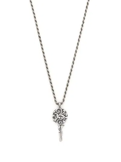 Emanuele Bicocchi Arabesque Key Pendant Necklace In Silver