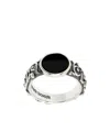 Emanuele Bicocchi Arabesque Engraved Chevalier Ring In Black