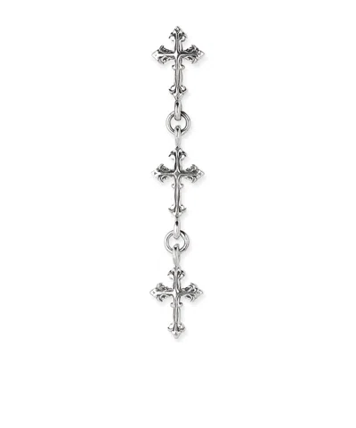 Emanuele Bicocchi Sterling Silver Cross Drop Single Earring In White