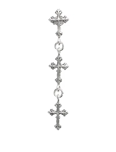 Emanuele Bicocchi Sterling Silver Cross Drop Single Earring In White