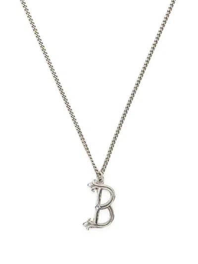 Emanuele Bicocchi B Letter Pendant Necklace In Silver