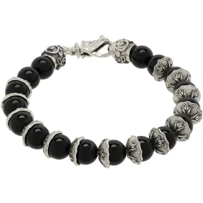 Emanuele Bicocchi Beaded Logo Bracelet In Black