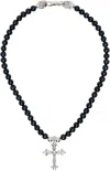 Emanuele Bicocchi Black & Silver Pearl Cross Necklace In Silver