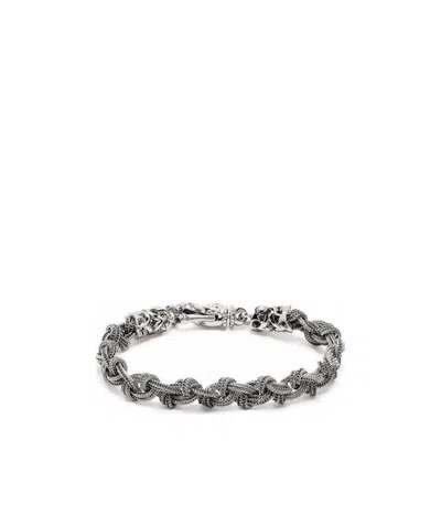 Emanuele Bicocchi Braided Knot Bracelet In Gray
