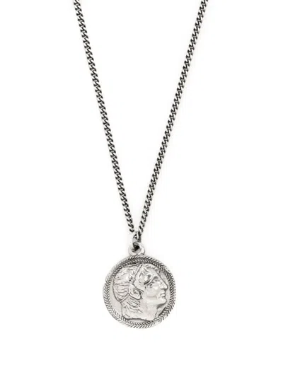 Emanuele Bicocchi Ceasar Coin Pendant Necklace In Silver