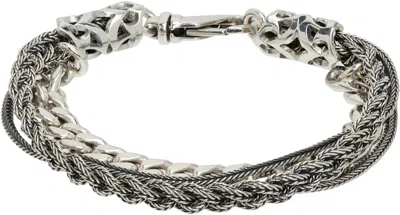 Emanuele Bicocchi Chain & Braided Bracelet In Silver
