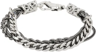Emanuele Bicocchi Chain & Braided Bracelet In Silver