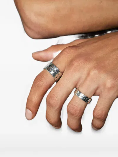 Emanuele Bicocchi Cracked-effect Cross Ring In Silver