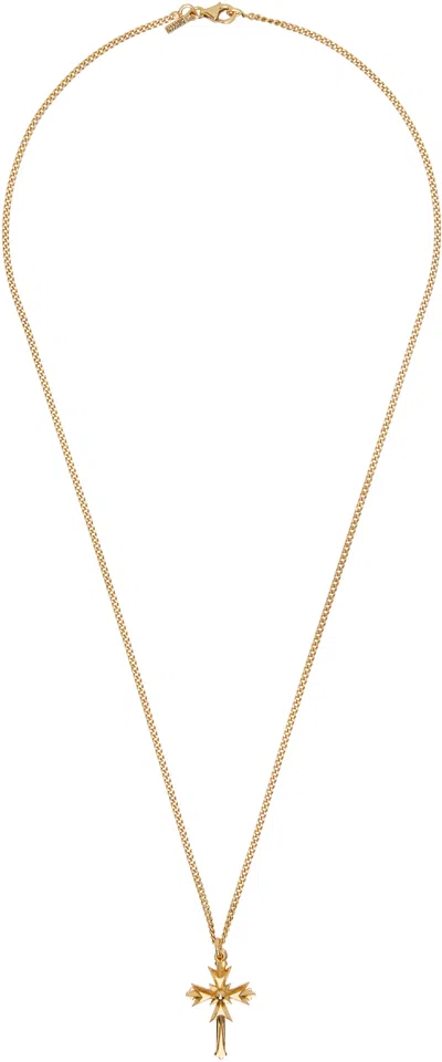 Emanuele Bicocchi Crest & Cross Necklace In Gold