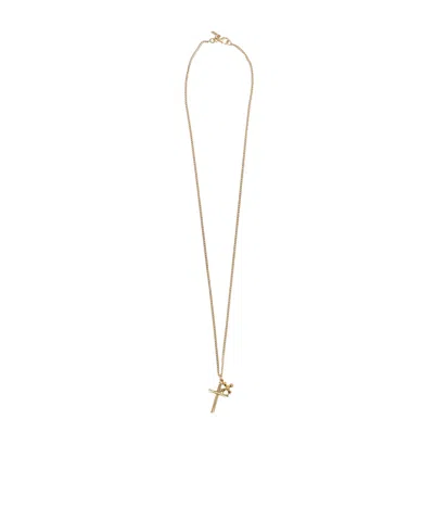 Emanuele Bicocchi Crest And Cross Pendant Necklace In Yellow