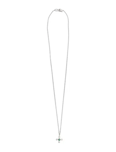 Emanuele Bicocchi Crest Star Pendant Necklace With Zirconia Accents In Gray