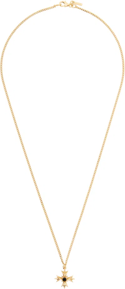 Emanuele Bicocchi Crest & Crystal Necklace In Gold