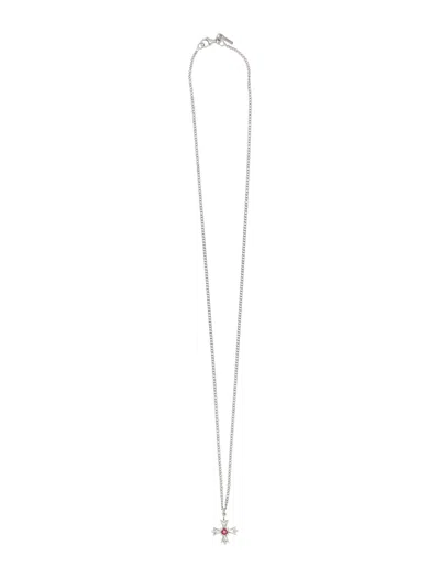 Emanuele Bicocchi Crest And Crystal Necklace In Silver
