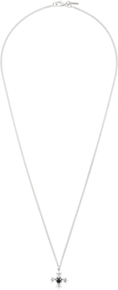 Emanuele Bicocchi Crest & Crystal Necklace In Silver