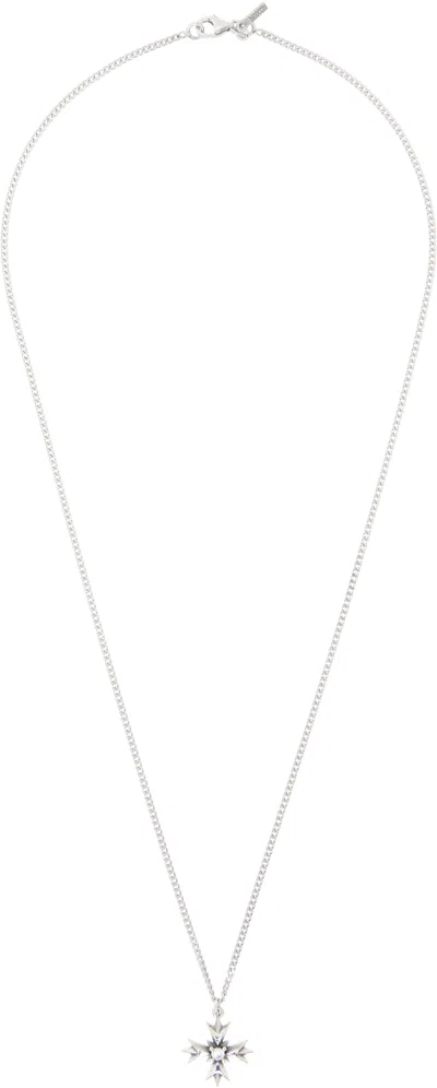 Emanuele Bicocchi Crest & Crystal Necklace In Silver