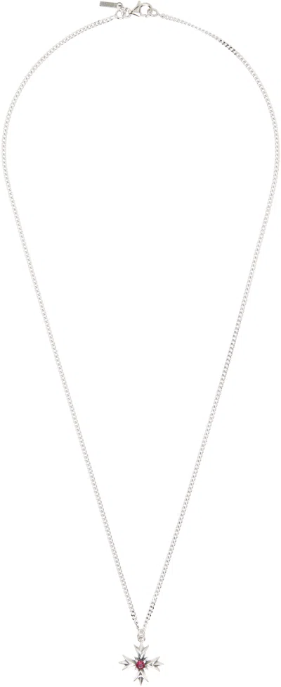 Emanuele Bicocchi Crest & Crystal Necklace In Silver