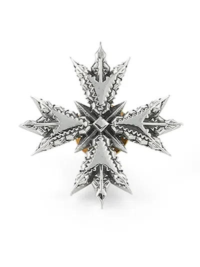 Emanuele Bicocchi Crest Brooch In Silver