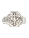 Emanuele Bicocchi Crest Design Sterling Silver Signet Ring In Metallic