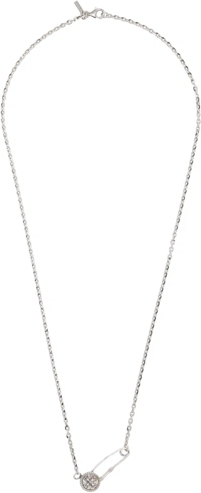 Emanuele Bicocchi Crest Safety Pin Small Necklace In Metallic