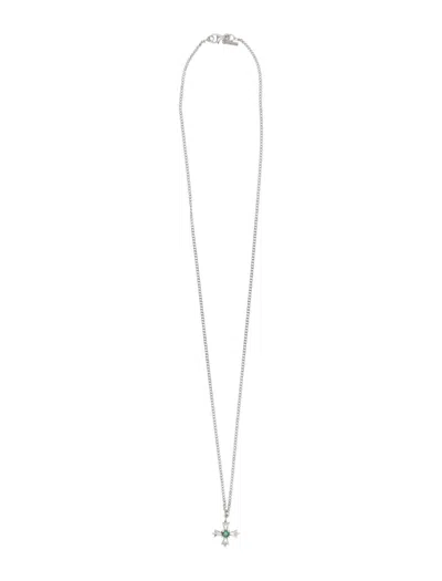 Emanuele Bicocchi Crest Star Pendant Necklace With Zirconia Accents In Gray