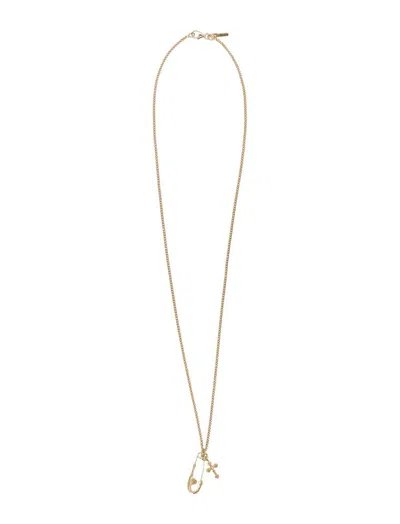 Emanuele Bicocchi Cross And Pin Pendant Necklace In Gold
