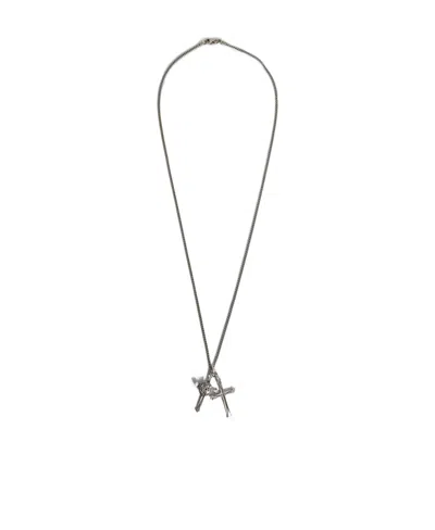 Emanuele Bicocchi Cross Pendant Necklace In Gray