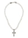 Emanuele Bicocchi Cross-pendant Pearl Necklace In Silver